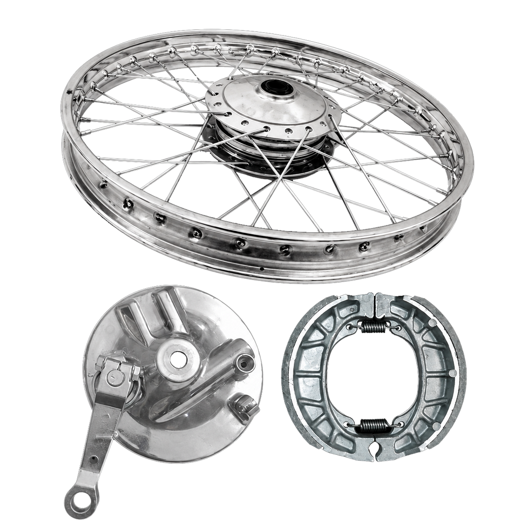 WHEEL RIM COMPLETE WITH PANEL PLATE &amp; BRAKE SHOE CDI70 FRONT OEM QUALITY (BOX PACK) 2003