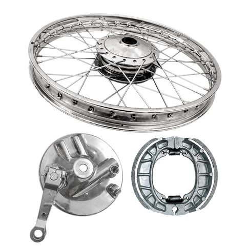 CDI70 WHEEL RIM COMPLETE WITH PANEL PLATE &amp; BRAKE SHOE FRONT OEM QUALITY 2003