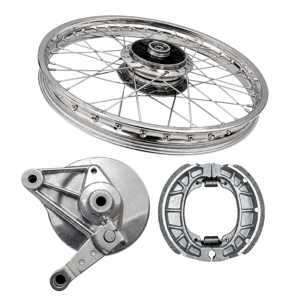 WHEEL RIM COMPLETE WITH PANEL PLATE &amp; BRAKE SHOE CDI70 REAR OEM QUALITY (BOX PACK) 2003