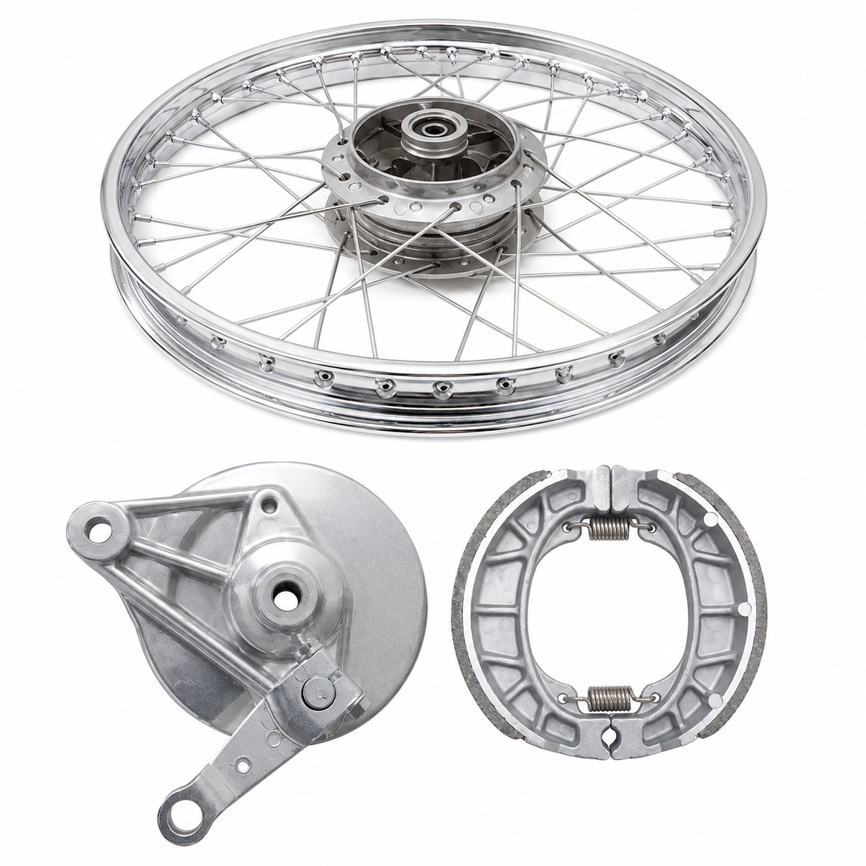 WHEEL RIM COMPLETE WITH PANEL PLATE &amp; BRAKE SHOE CDI70 REAR OEM QUALITY (BOX PACK) 2003