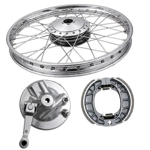 CDI70 WHEEL RIM COMPLETE WITH PANEL PLATE &amp; BRAKE SHOE FRONT BIG HOLE OEM QUALITY 2003