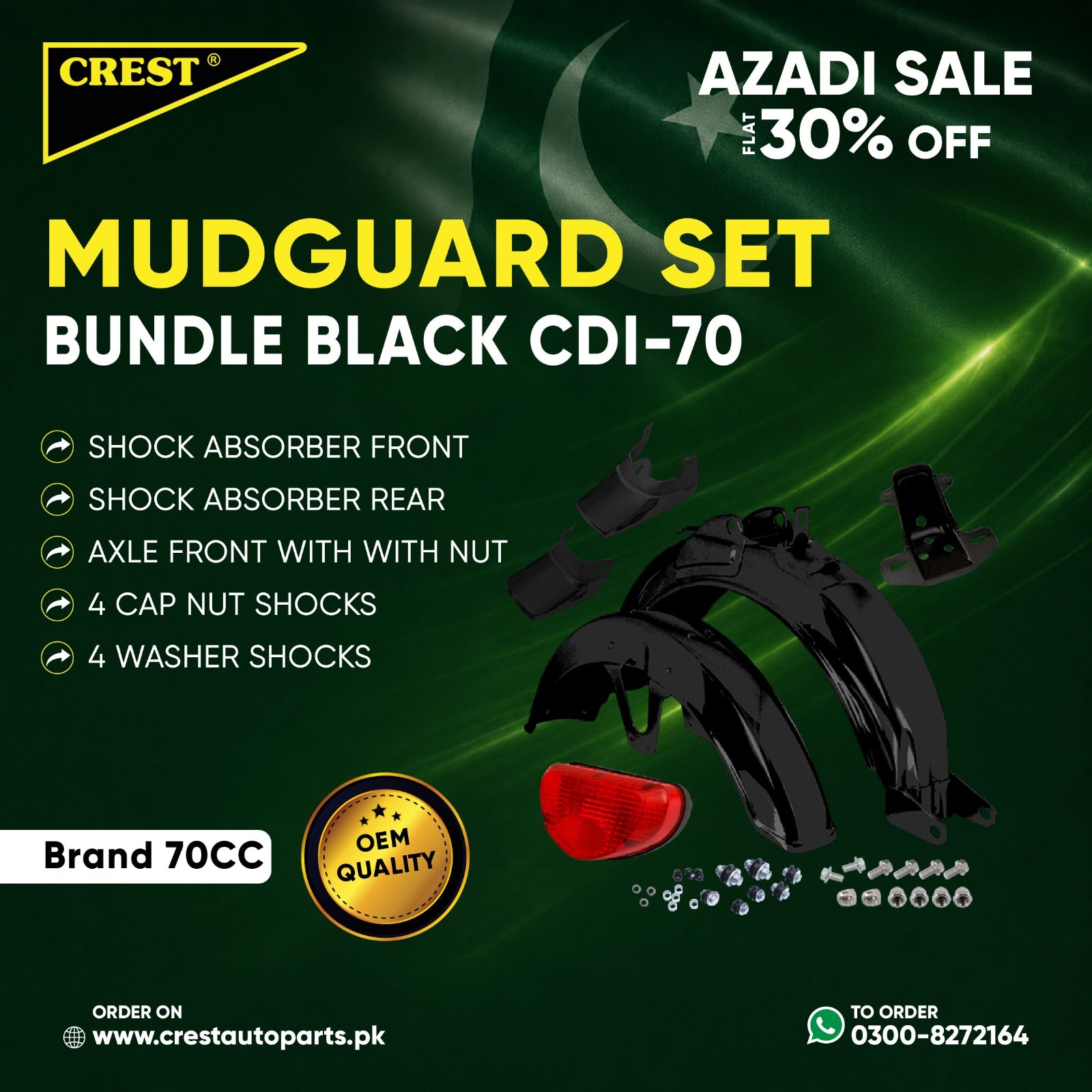 Mudguard Set Bundle Black CDI-70