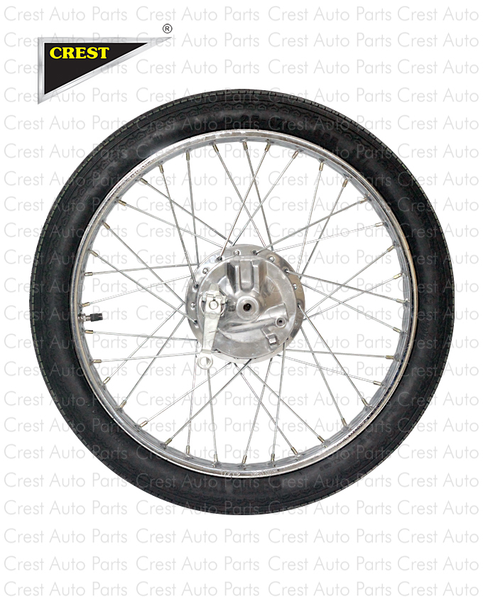 WHEEL COMPLETE WITH RIM, DRUM, PANEL, PLATE, NIPPLE, SPOKES, TYRE & TUBE CDI70 FRONT BIG HOLE OEM QUALITY (BOX PACK) 2003 ONWARDS