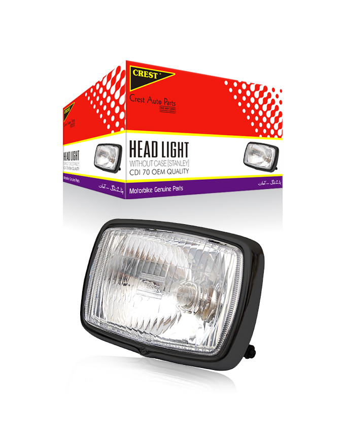 HEAD LIGHT WITHOUT CASE STANLEY BLACK RIM CDI70 OEM QUALITY (BOX PACK)